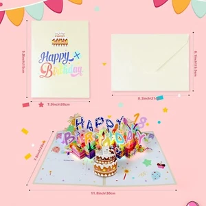 3D Musical Birthday Pop Up Card, Blow Out LED Light Candle & Music Happy - Picture 1 of 6