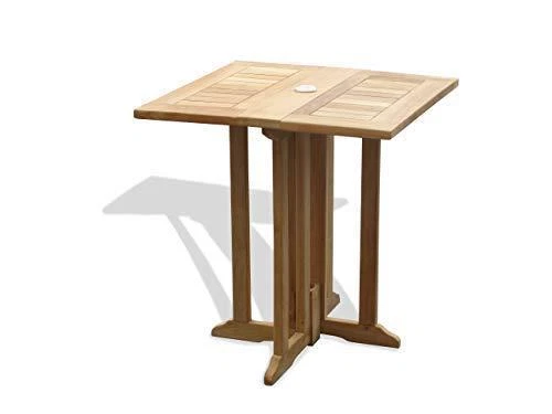 Premium Grade a Teak 27" Square Dropleaf Folding Table Use W/1 Leaf up or 2