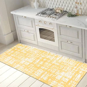 Anti-Fatigue Kitchen Mats Contemporary Abstract Standing Bath Mat Yellow 18"x47" - Picture 1 of 11