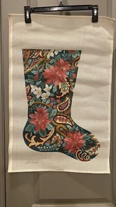 Alexa Needlepoint Designs Natale Poinsettia e Paisley Calza Tela - Foto 1 di 9