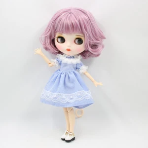 12" Blythe doll Nude Joint Body Pink mix purple short hair bob head Custom face  - Picture 1 of 3