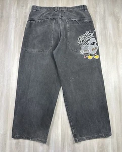 Vintage Ghetto Crew Men’s 38x32 Baggy Skater Y2K Grunge Black Jeans Embroidered - Picture 1 of 20
