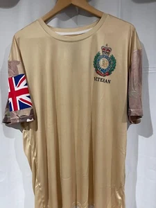 ARMY VETERAN ROYAL ENGINEERS GOLD T SHIRT WITH FRONT LOGO & SKULL PRINT ON BACK - Picture 1 of 2