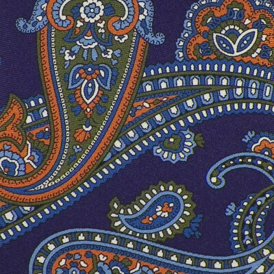 Corbata DANIEL CREMIEUX SIGNATURE Hombres Púrpura Naranja PAISLEY Seda 7 Pliegues Italia Nueva con Etiquetas Foto 1 de 3