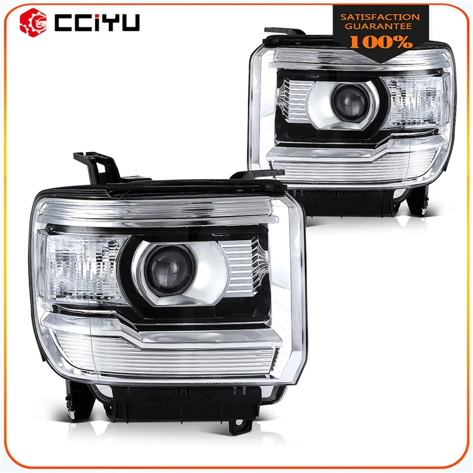 Conjunto de faróis para 2014-2019 GMC Sierra Base 1500 2500HD 3500HD par - Imagem 1 de 4