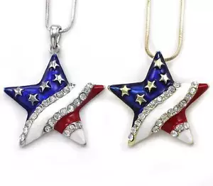 Juego de collar estrella bandera americana 4 de julio Día de la Independencia Patriótica de Estados Unidos s498 - Imagen 1 de 1