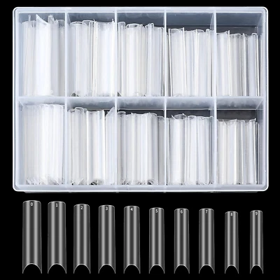 200 Pcs Clear Acrylic Nail Tips, Extra Long Straight Square Nail Tips, C Curve F - Image 1 of 4