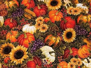 Autumn Harvest Valance Fall Pumpkin Sunflower Gourds Apple Kitchen Curtain - Picture 1 of 12