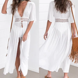 Women Beach Cover Up Bikini Swimwear Loose Kimono Cardigan Dress Sarong SummerUS - Picture 1 of 14