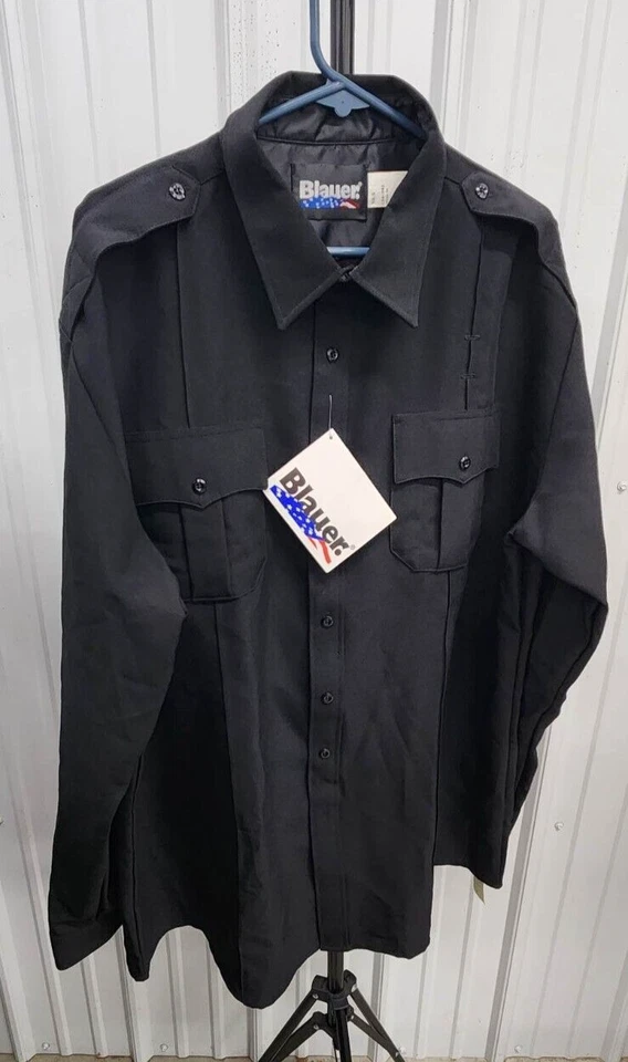 Nuevo: Camisa uniforme de poliéster con cremallera manga larga policía azul 8600-Z Foto 1 de 4