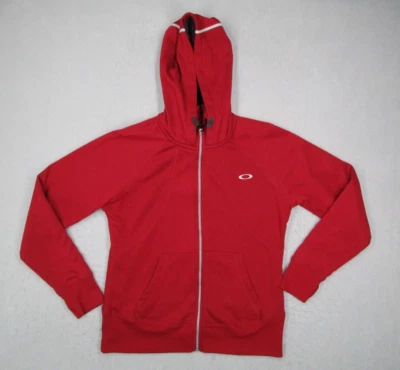 Chaqueta Oakley para mujer grande roja cremallera completa con capucha polar colorida activa al aire libre Foto 1 de 4