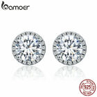 BAMOER Elegant S925 Sterling Silver Stud Earrings With CZ For ladies Jewelry HOT