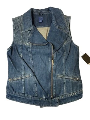 Chaleco vaquero Y2K Guess vintage mediano nuevo con etiquetas con cremallera Foto 1 de 4