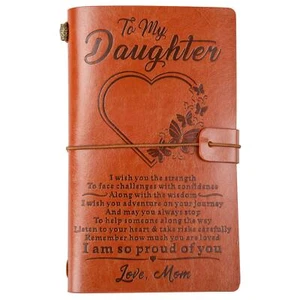 To My Daughter Leather Journal - 140 Page Keepsake Notebook Gift Refillable T... - Picture 1 of 7
