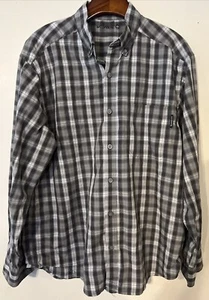 Wolverine Shirt Mens Large Button Workwear Plaid Pocket Black Gray Long Sleeve - Picture 1 of 5