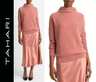 Suéter TAHARI Hervido Lofty 100% 2 CAPAS Cachemira Cuello Simulado Ultra Suave en Salmón talla L Foto 1 de 4