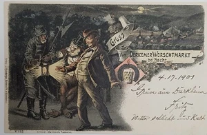 AK Gruß vom Derkemer Worschtmarkt  bei Nacht  color - Bild 1 von 2