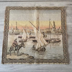 Vintage Wandteppich im Gobelinstil mit antikem Hafenblick von Venedig - Bild 1 von 10