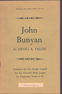 John Bunyon (Writers and Their Work: 73) by Henri A. Talon 1964 Fine! - Picture 1 of 1