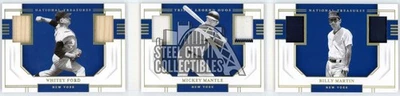 Tarjeta folleto triple reliquia Ford Mantle Martin 2020 National Treasures TL-NY2 6/49 Foto 1 de 2