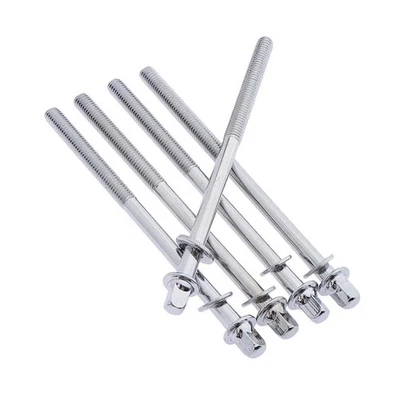 5x Silver 4" Turnbuckle Screws with Washers for Tom and Bass Drum - Image 1 of 4