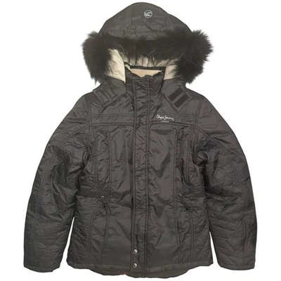 Jaqueta acolchoada Pepe Jeans London com capuz de pele de coiote real – Tamanho G - Imagem 1 de 4