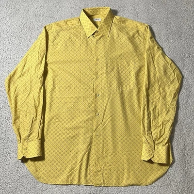 Camisa de vestir Brioni para hombre 17 43 amarilla estampado geométrico Italia manga larga Foto 1 de 4