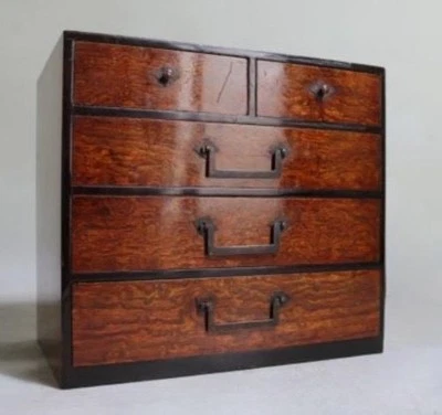 Japanese Antiques MEIJI - TAISHO retro Sewing box OHARIBAKO Small chest W28.1cm - Image 1 of 4