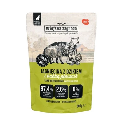 5905342298670 WIEJSKA ZAGRODA Lamb with wild boar - Nassfutter für Hunde - 500g  - Bild 1 von 2