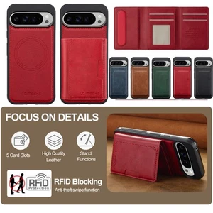 For Google Pixel 10 Pro Xl 9Pro 8A 7 Removable Leather MagSafe Wallet Case Cover - Picture 1 of 16