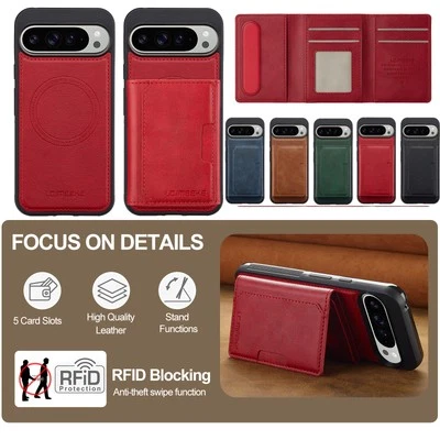 For Google Pixel 10 Pro Xl 9Pro 8A 7 Removable Leather MagSafe Wallet Case Cover - Image 1 of 4