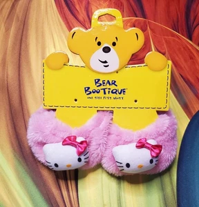 Pantofole Build A Bear Workshop BABW Hello Kitty rosa fuzzy con fiocco rosa - Foto 1 di 2