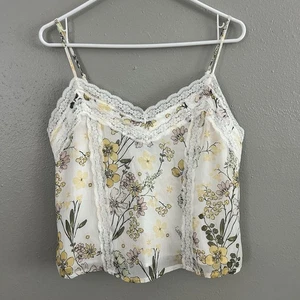 Forever 21 Layered Lace Trim Cami Babydoll Tank Top Size M Floral Y2K Boho Fairy - Picture 1 of 7