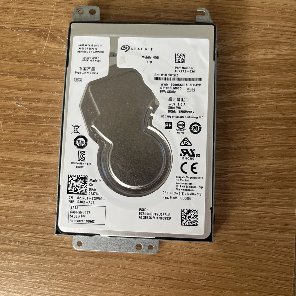 Seagate ST1000LM035 1RK172-036 1TB 2.5" HDD WU China nov 2017 SDM1 WDE - Image 1 of 1