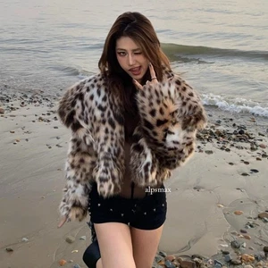 New Leopard Print Fur Coat Womens Winter Thicken Warm Fur Party Short Coat - Picture 1 of 25