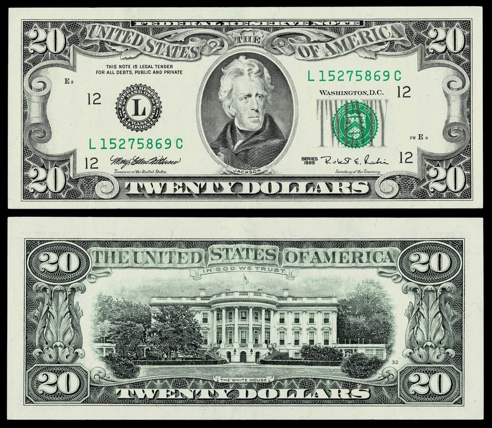 1995 $20 DOLLAR BILL FEDERAL RESERVE NOTE ~SAN FRANCISCO~ CRISP UNCIRCULATED - Image 1 of 1