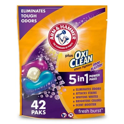 ARM & HAMMER Plus OxiClean Odor Blasters 5-in-1 Laundry Detergent Power Paks