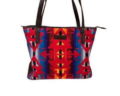 Винтажная шерстяная наплечная сумка Pendleton. Родной ацтекский узор вестерн No29685 красный - Изображение 1 из 4