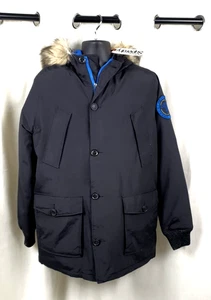 Superdry Everest Coat Black/Magneto Blue Rescue Department Size XL CR058 AA 06 - Picture 1 of 13