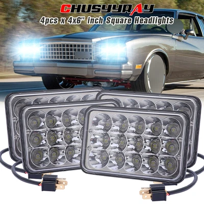 Faros LED de haz alto bajo DRL de 4x6 pulgadas para Chevrolet Monte Carlo 1980-1988 4 piezas Foto 1 de 4