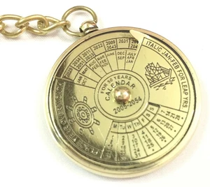 50 Year Perpetual Calendar Key chain Antique Brass Nautical Vintage Style gift - Picture 1 of 6