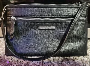 Dana Buchman schwarz genarbtes Kunstleder Handtasche - 3 Taschen - 9 x 6" schön! - Bild 1 von 3