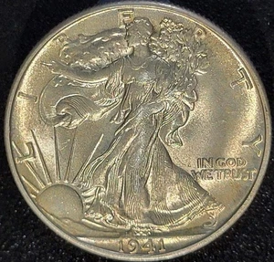 1941 P Philadelphia Mint 50C Walking Liberty Half Dollar Uncirculated High Grade - Picture 1 of 2