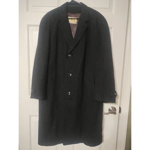 Vintage Lodenfrey Wool Overcoat Trench Coat Jacket Germany Men's Large/XL Black - Picture 1 of 12