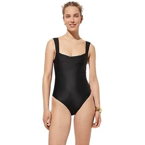 J. Crew Long-torso ruched squareneck one-piece swimsuit in Black 14 NWT - Picture 1 of 12