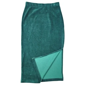 Falda Larga Free People Verde Terciopelo Suave Pana Lápiz Buceo Talla M - Imagen 1 de 12