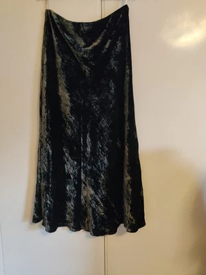 Dark Green Velvet Silk Mix Long Skirt, Size 16, By Libra - Image 1 of 4