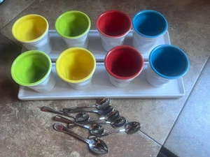 10 Piece Pier One 1 Tasting Party 13” Serving Tray & (4) 2.75 Dipping Cups Bowls - Picture 1 of 4