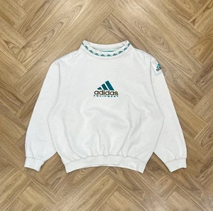 Adidas Equipment Vintage Pullover Crew Neck White And Green Sweatshirt Women’s M - Picture 1 of 14