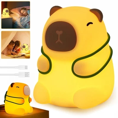 Capybara Lampe Wiederaufladbar Silikon Nachtlicht Touch Control Baby Stilllicht - Bild 1 von 4